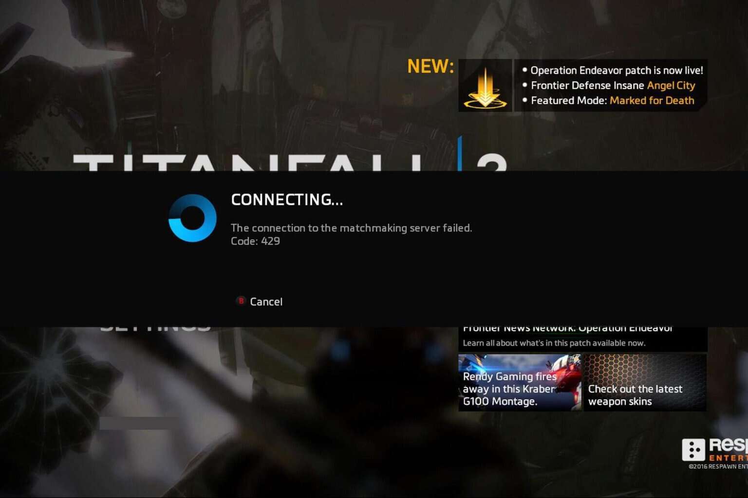 fix titanfall 2 error code 429