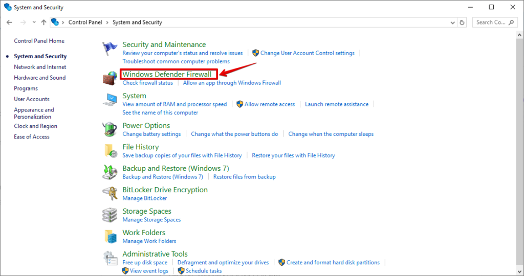 Windows Defender Firewall